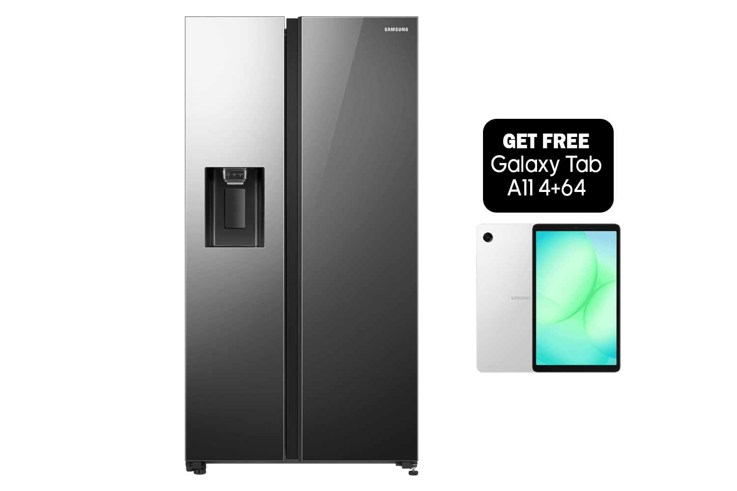 Samsung 635L Refrigerator Side by Side Non-plumbed Water & Ice dispenser Mirror Black RS64R53112A
